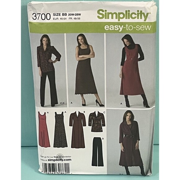 Simplicity Women's Pattern 3700 Size 20W-28W UNCUT Modest Jumper Dress - Picture 1 of 8